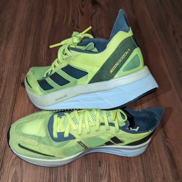 Men’s Adidas Adizero Boston 11 Running Shoes, Men's Size 9 Neon Yellow - Picture 10 of 16
